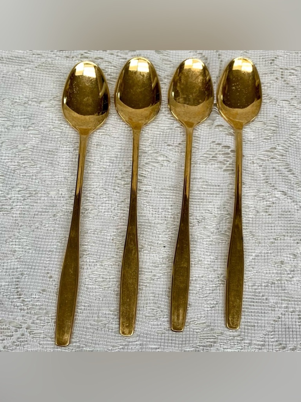 Vintage, 8-pc Custom  Design Gold Plated Flatware